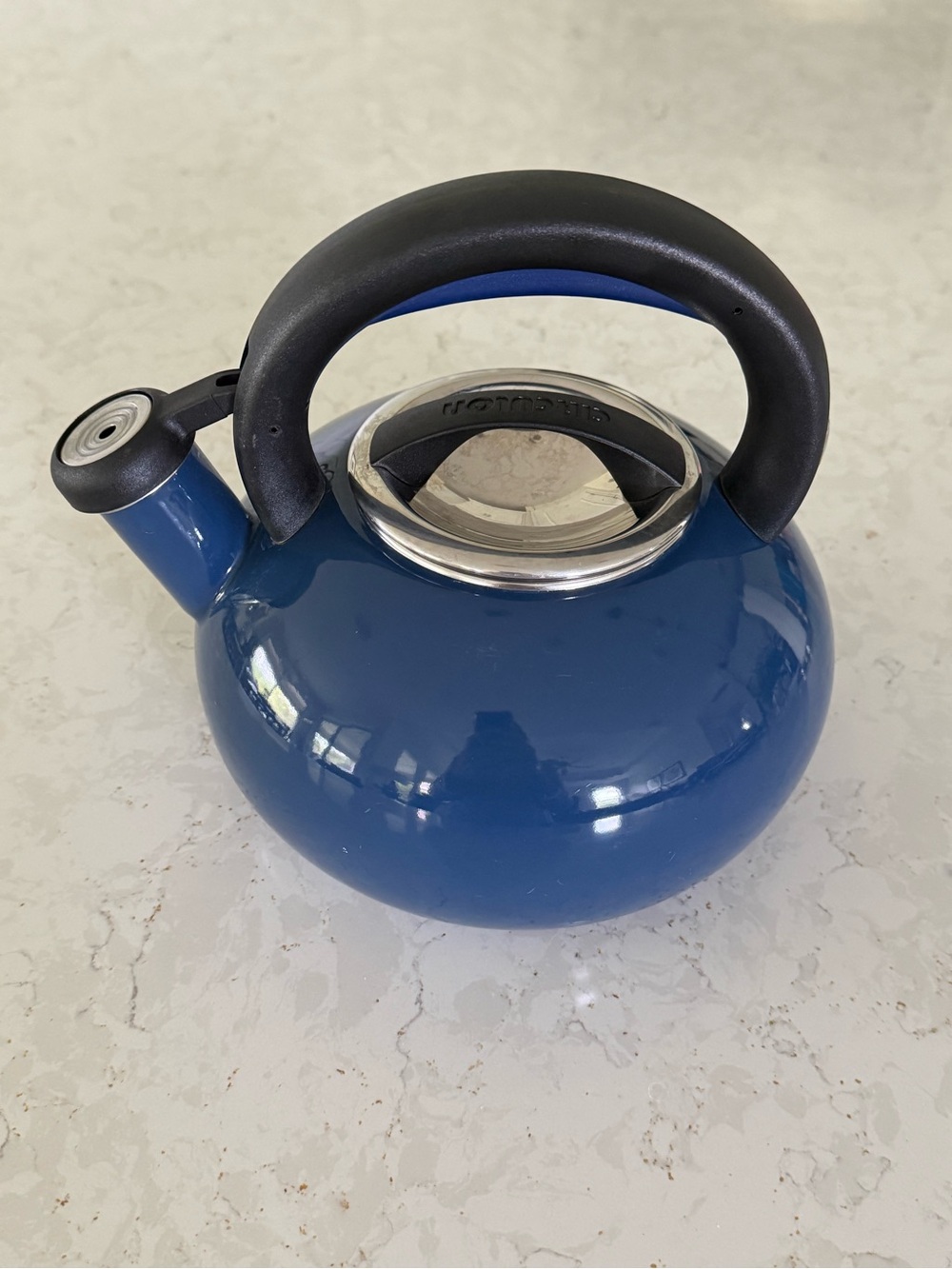 Circulon Whistling Tea Kettle 1.5 Quart Navy Blue